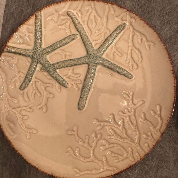 Cracker Barrel White Sands Coastal Salad Plates Set of 4  🦀 🌟 🐚 🪸 - Picture 3 of 6